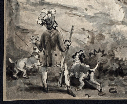 Attributed Samuel Howitt - Small Watercolour Painting - Hunting Scene2