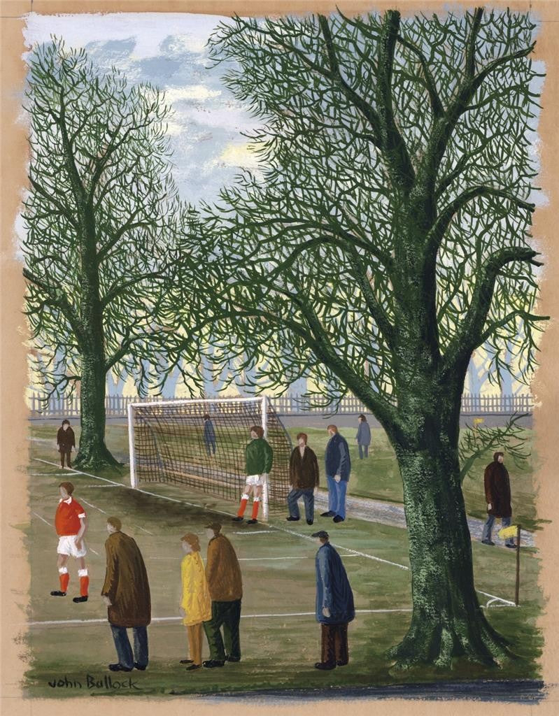 Football Match In The Park  Gouache Painting  John Bullock  Northern Art4