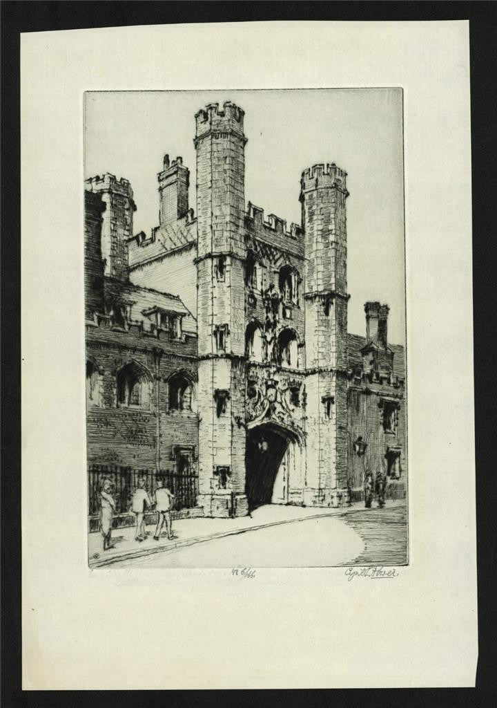 Cyril Edward Power (1872-1951) Pencil Signed Etching St John's College Cambridge1