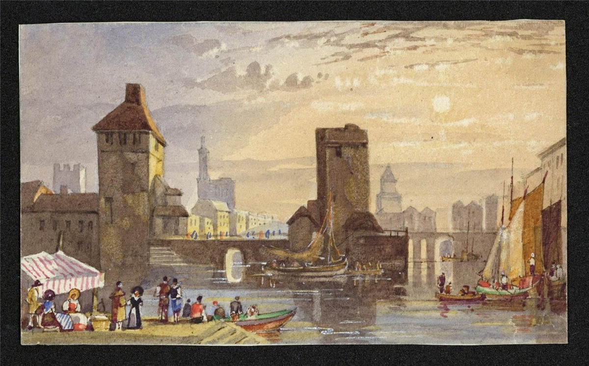 Style Of Samuel Prout Strasbourg France Watercolour Painting 19th Century1