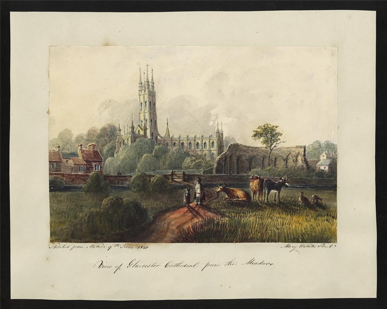 Mary Webster (1794-1883) Watercolour Painting Gloucester Cathedral 18401