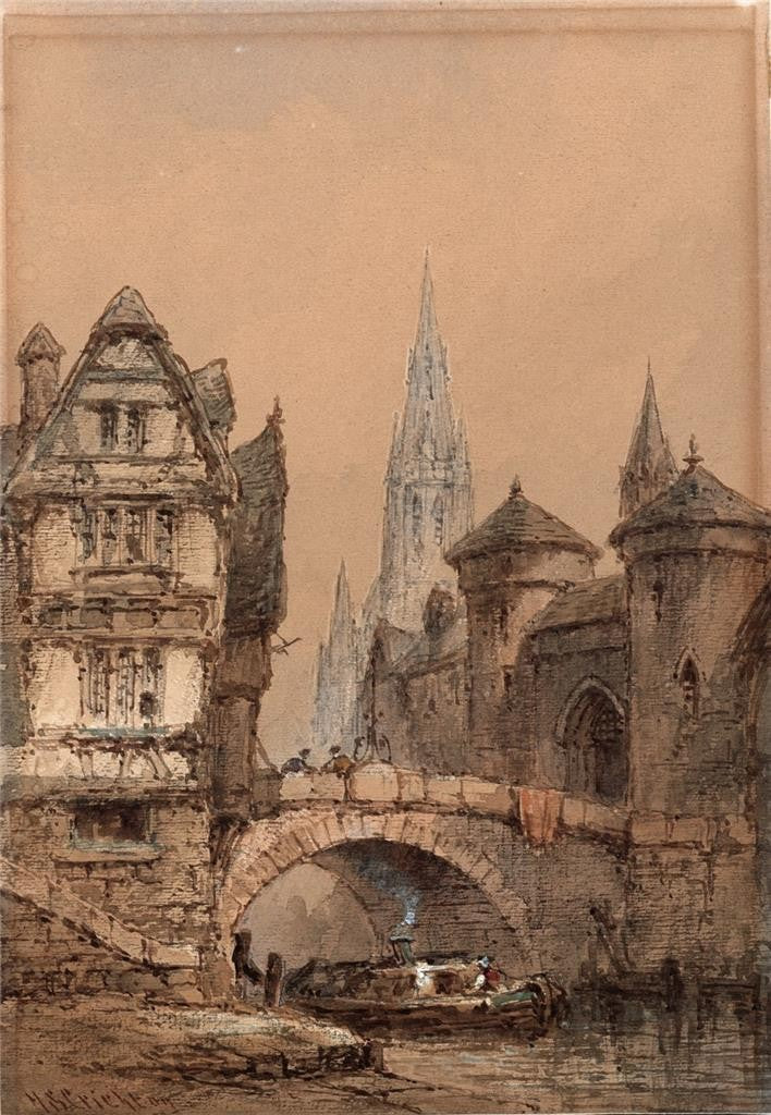 Neil Stuart Crichton (1854-1913) Watercolour Painting - European Street Scene0