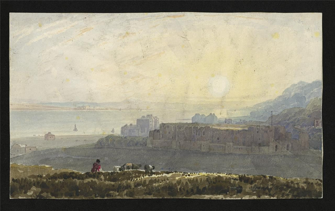 Castle In Landscape - Watercolour Painting - 19th Century1