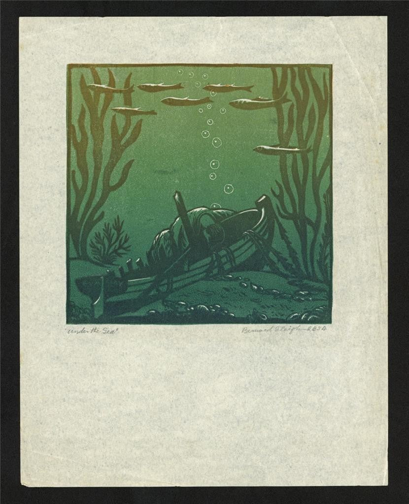 Bernard Sleigh (1872-1954) Pencil Signed Woodcut - Under The Sea1