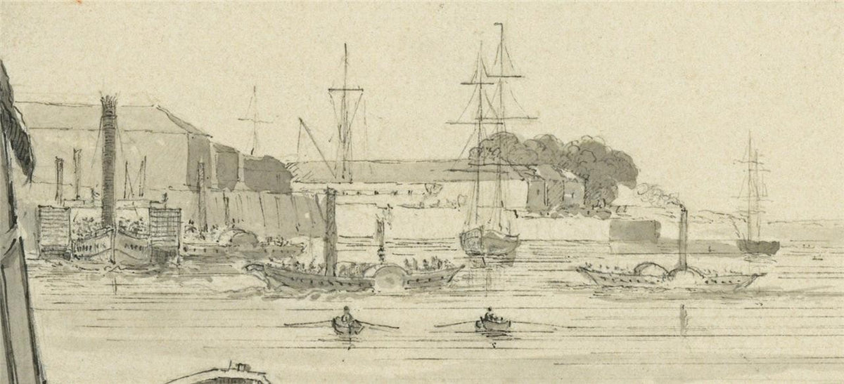 James Wilcox (1778-1865) Watercolour Painting - Blackwall London 1843 - Thames10