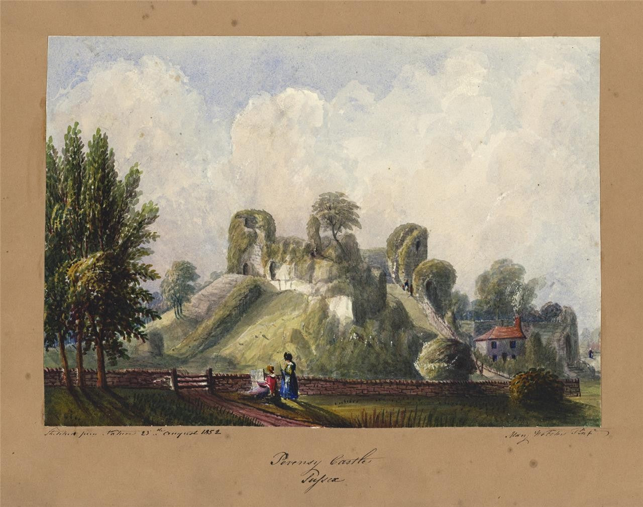 Mary Webster (1794-1883) - Watercolour Painting - Pevensey Castle Sussex - 18529