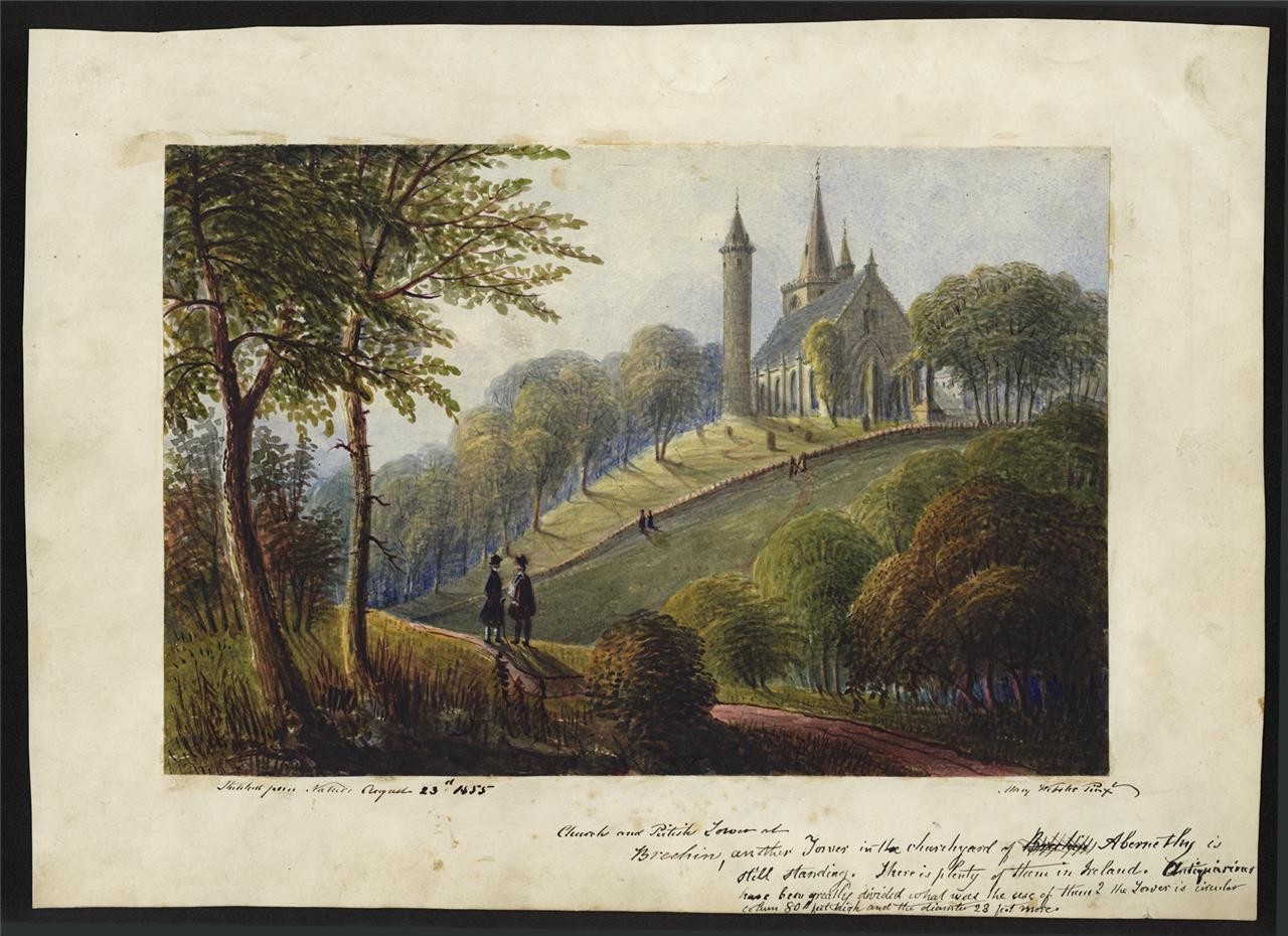 Mary Webster (1794-1883) Watercolour Painting - Brechin Cathedral Scotland 18551