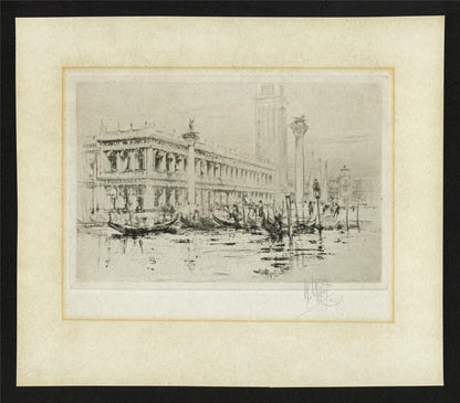 William Walcot (1874-1943) Pencil Signed Etching - Library Of San Marco Venice1