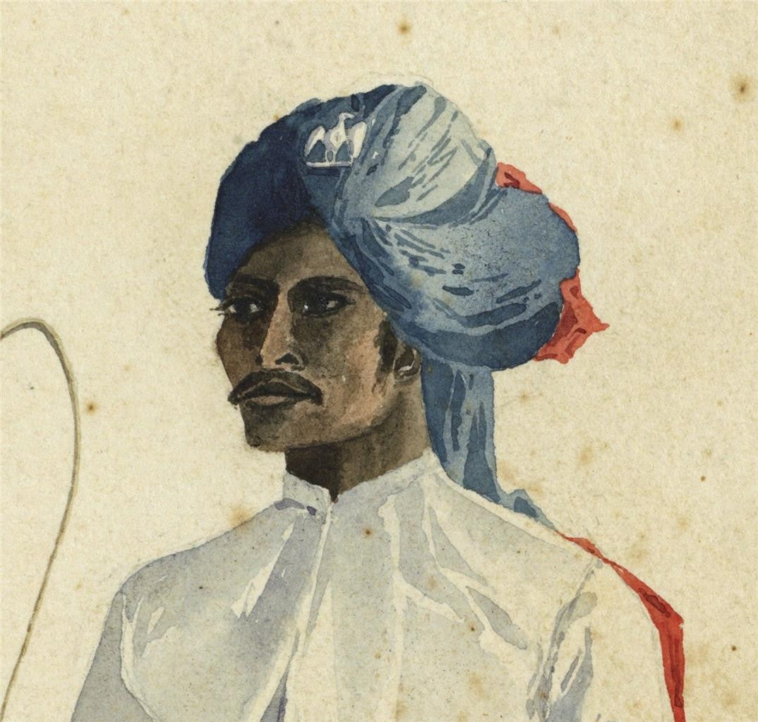 Portrait Of A Syce - India 1887 - Watercolour Painting - Arthur Herbert Hussey3