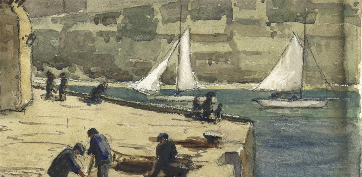 Sydney Smith (1912-1982) Watercolour Painting Smeatons Pier St Ives Cornwall5