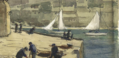 Sydney Smith (1912-1982) Watercolour Painting Smeatons Pier St Ives Cornwall5