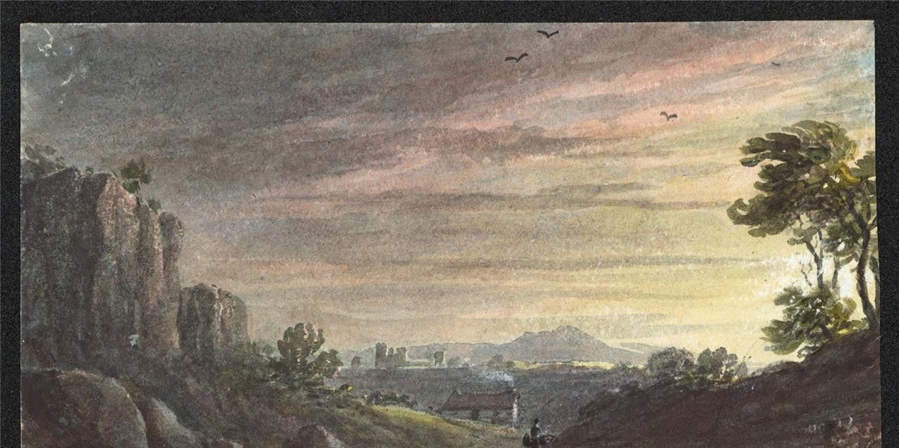 Romantic Landscape - Miniature Watercolour Painting - 19th Century4