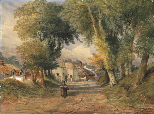 Henry Burdon Richardson (1826-1874) Watercolour Painting Village On The Thames0