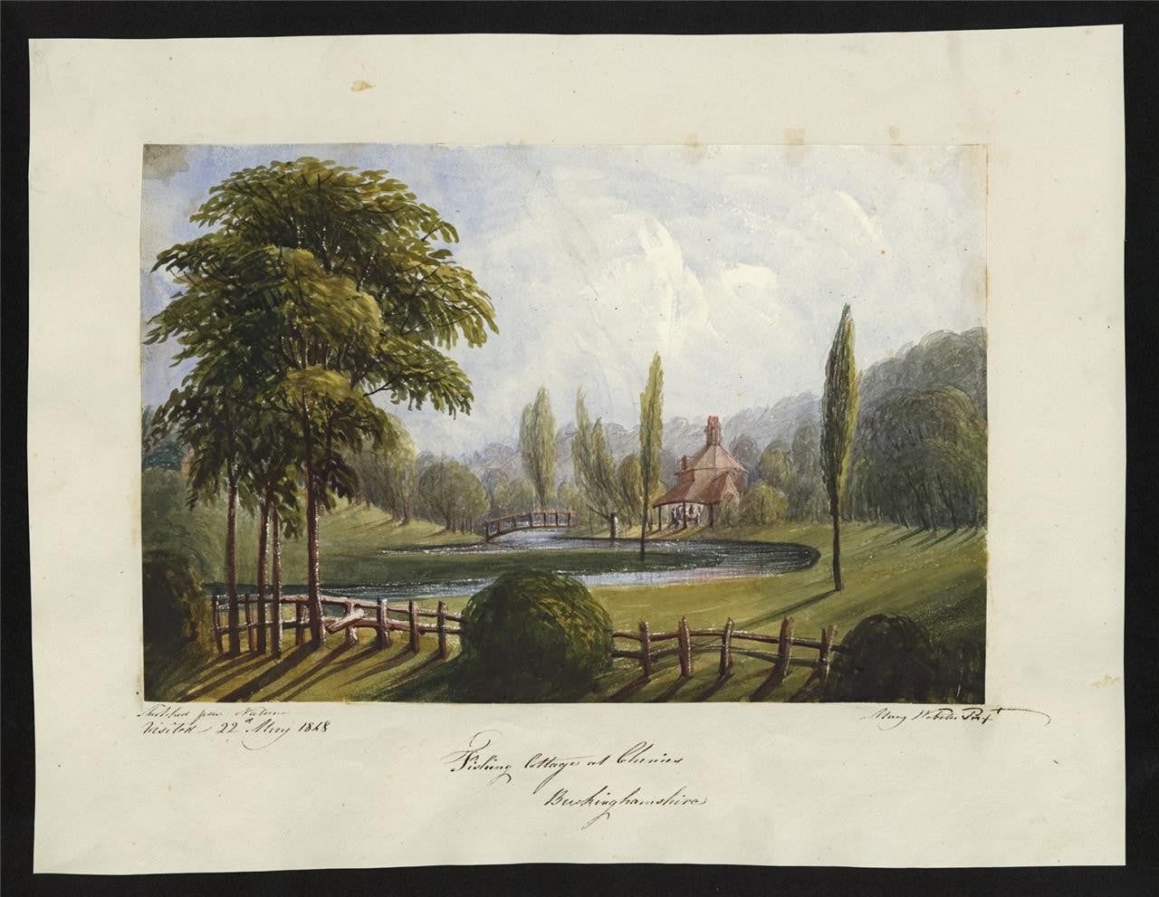 Mary Webster Watercolour Painting Fishing Cottage Chenies Buckinghamshire 18481