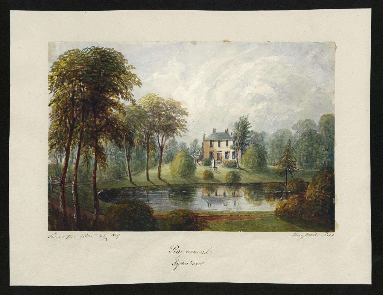 Mary Webster (1794-1883) Watercolour Painting Perrymount Sydenham London 18491