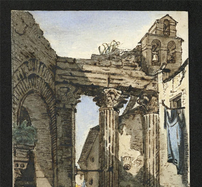 Style Of Samuel Prout The Fish Market, Rome Watercolour Painting 19th Century2