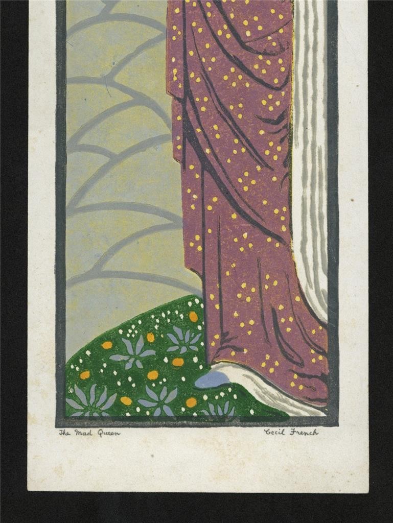 Cecil French (18791953) Pencil Signed Woodcut  The Mad Queen5