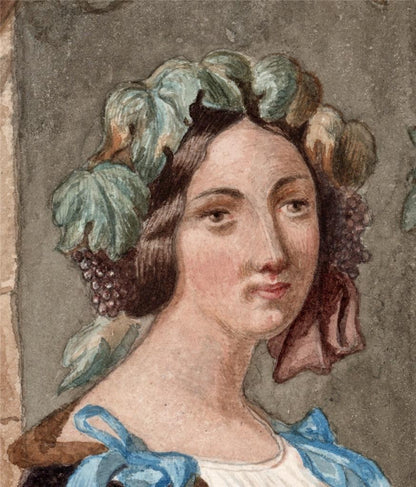 Classical Continental Portrait Of A Lady - Watercolour Painting - 19th Century1