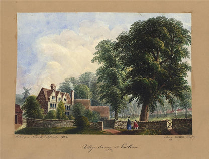 Mary Webster (1794-1883) - Watercolour Painting Village Scenery Eastbourne 18528