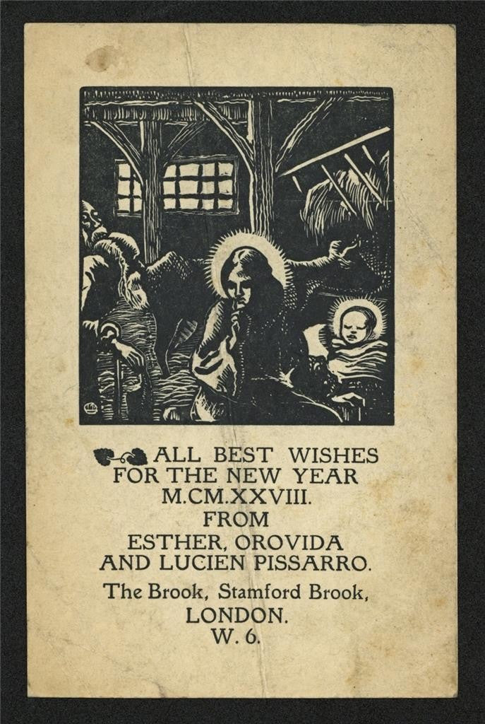 Lucien Pissarro (1863-1944) Small Woodcut - 1927 - New Year1