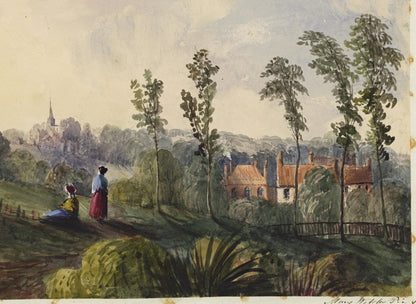 Mary Webster (1794-1883) Watercolour Painting - Distant View Harrow London c18416