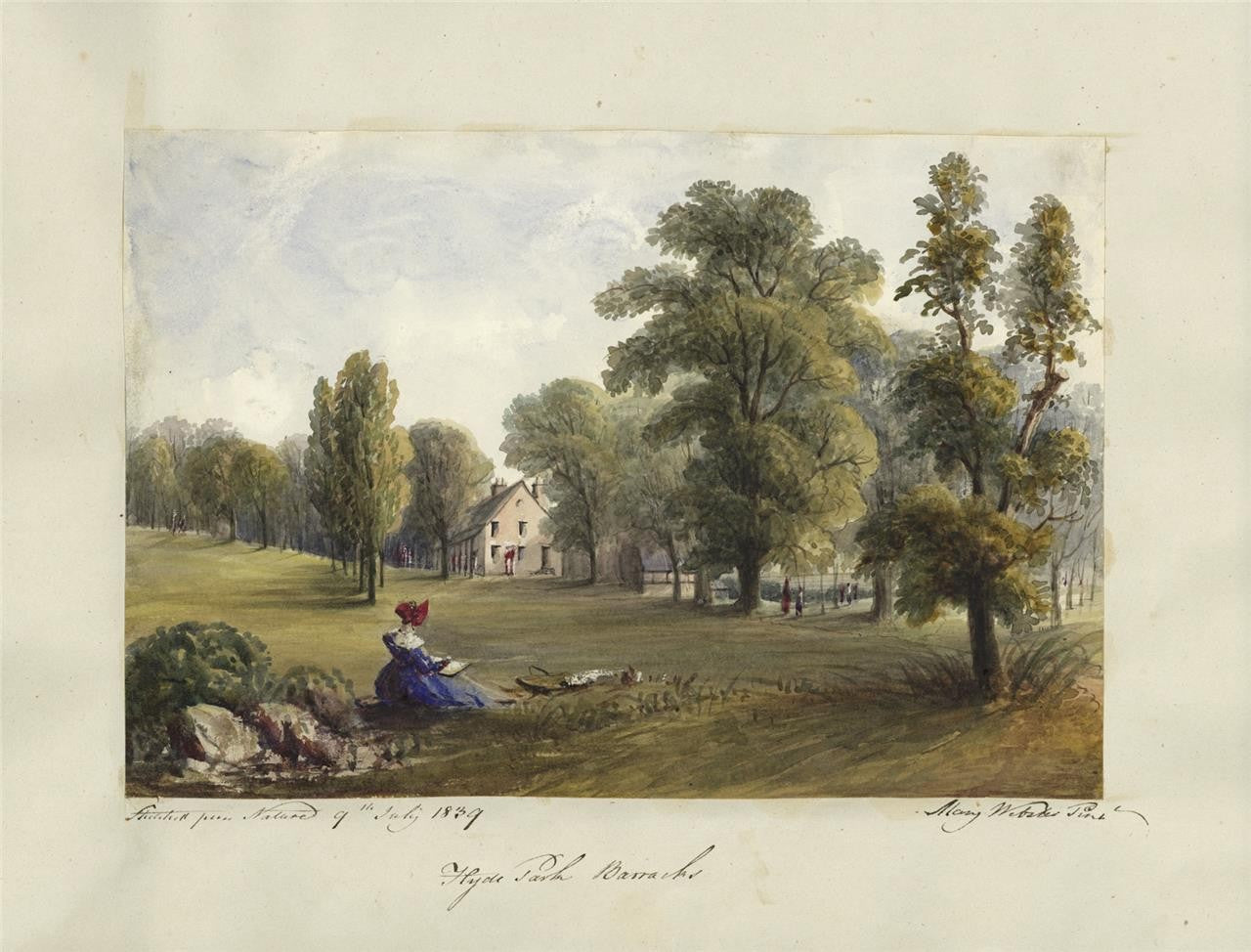 Mary Webster (1794-1883) Watercolour Painting Hyde Park Barracks London 183911