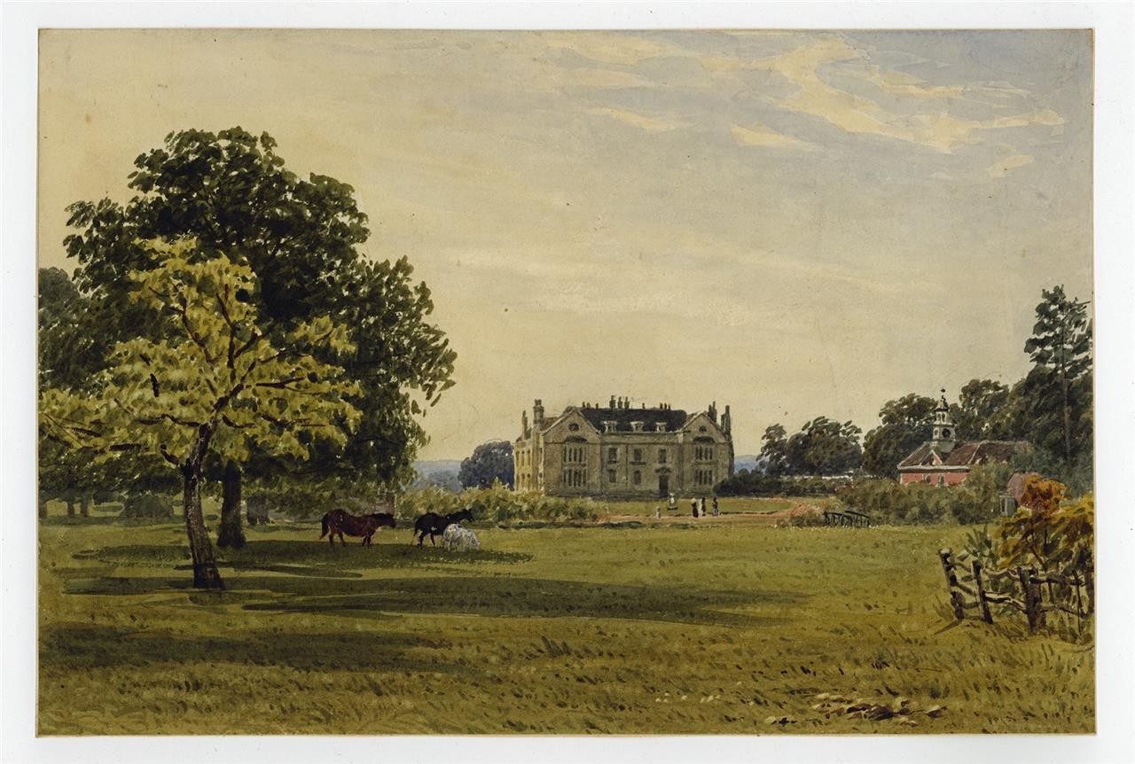Newland Park? Buckinghamshire c1832 - Antique Watercolour Painting - Nash1