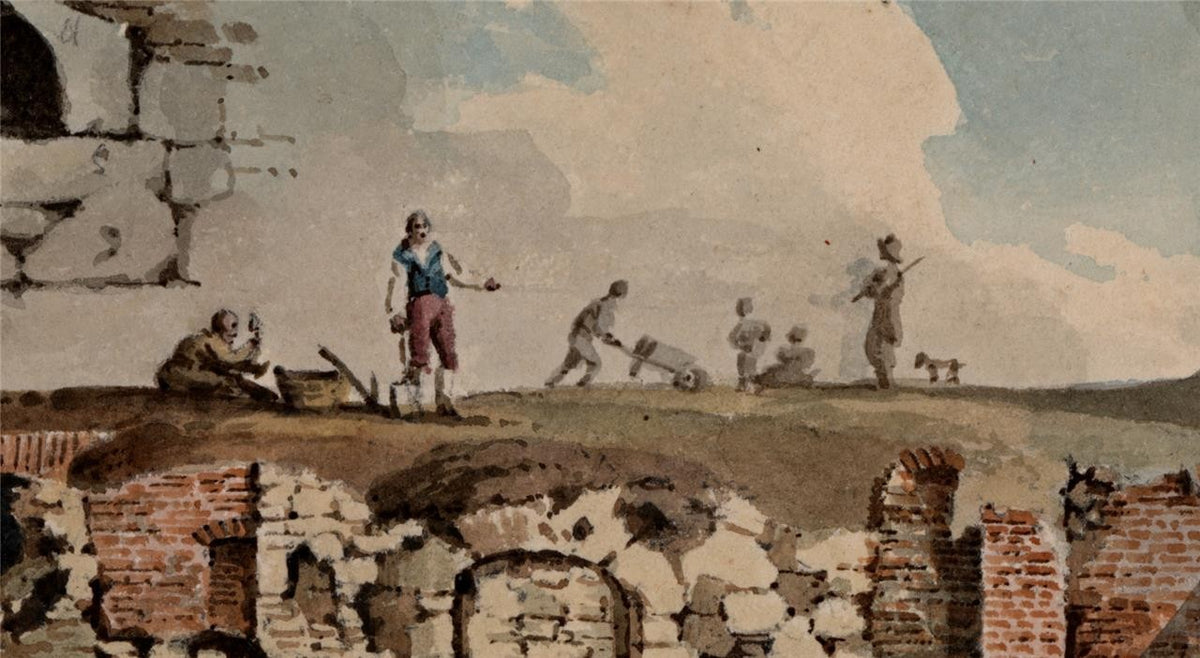 Ruins Of Sanctuary Church Westminster London Watercolour Painting 19th Century9