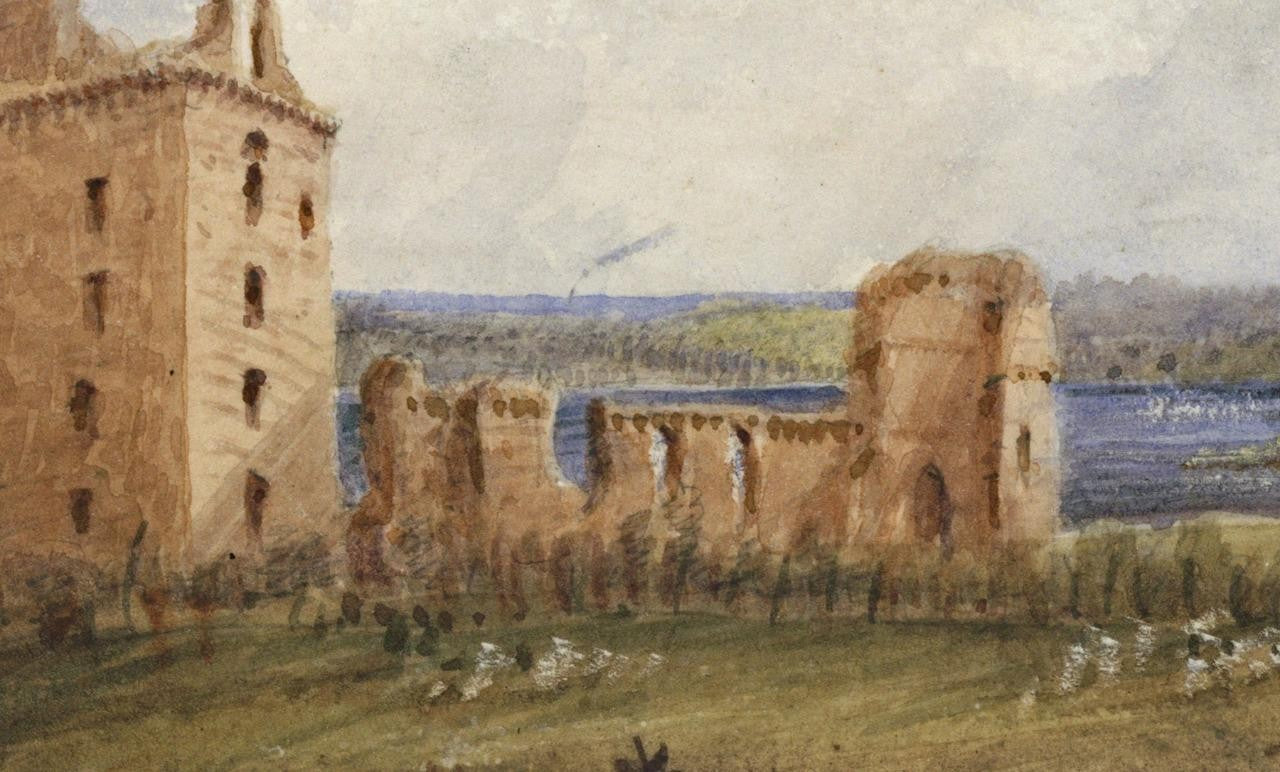 Mary Webster (1794-1883) Watercolour Painting Spynie Castle Moray Scotland 18446