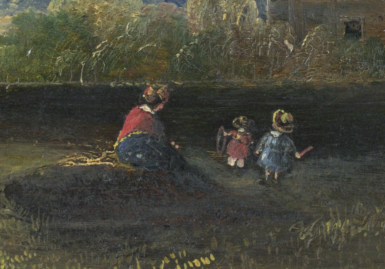 Mary Webster (1794-1883) Oil Painting - Figures In Rural Landscape 19th Century2