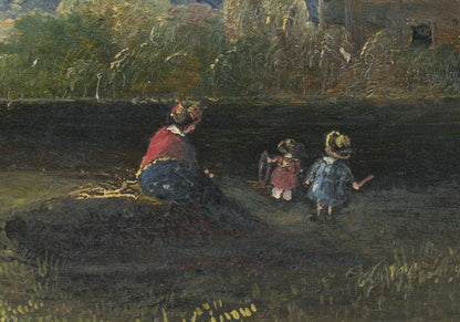 Mary Webster (1794-1883) Oil Painting - Figures In Rural Landscape 19th Century2