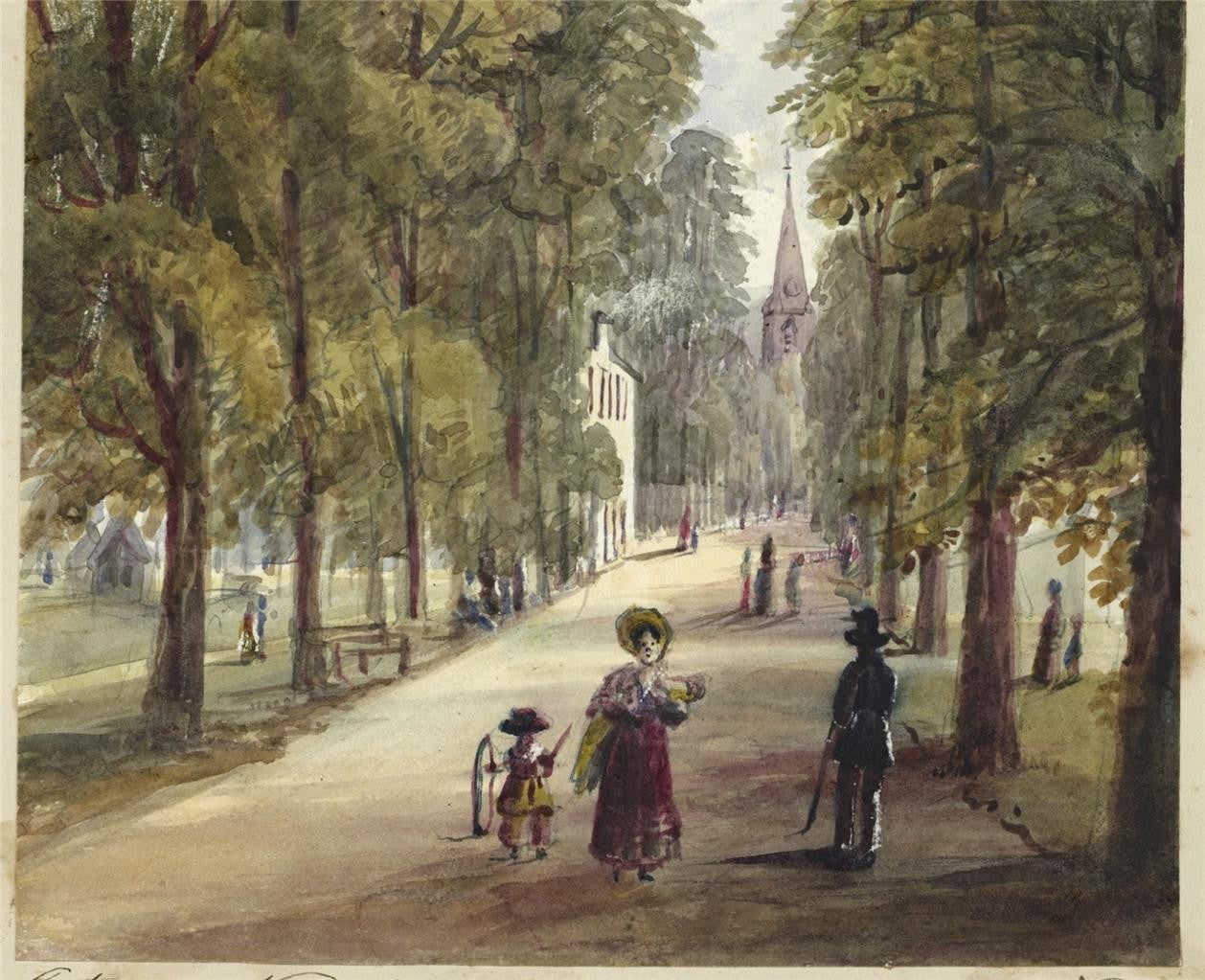 Mary Webster (1794-1883) Watercolour Painting Old Well Walk Cheltenham 18405