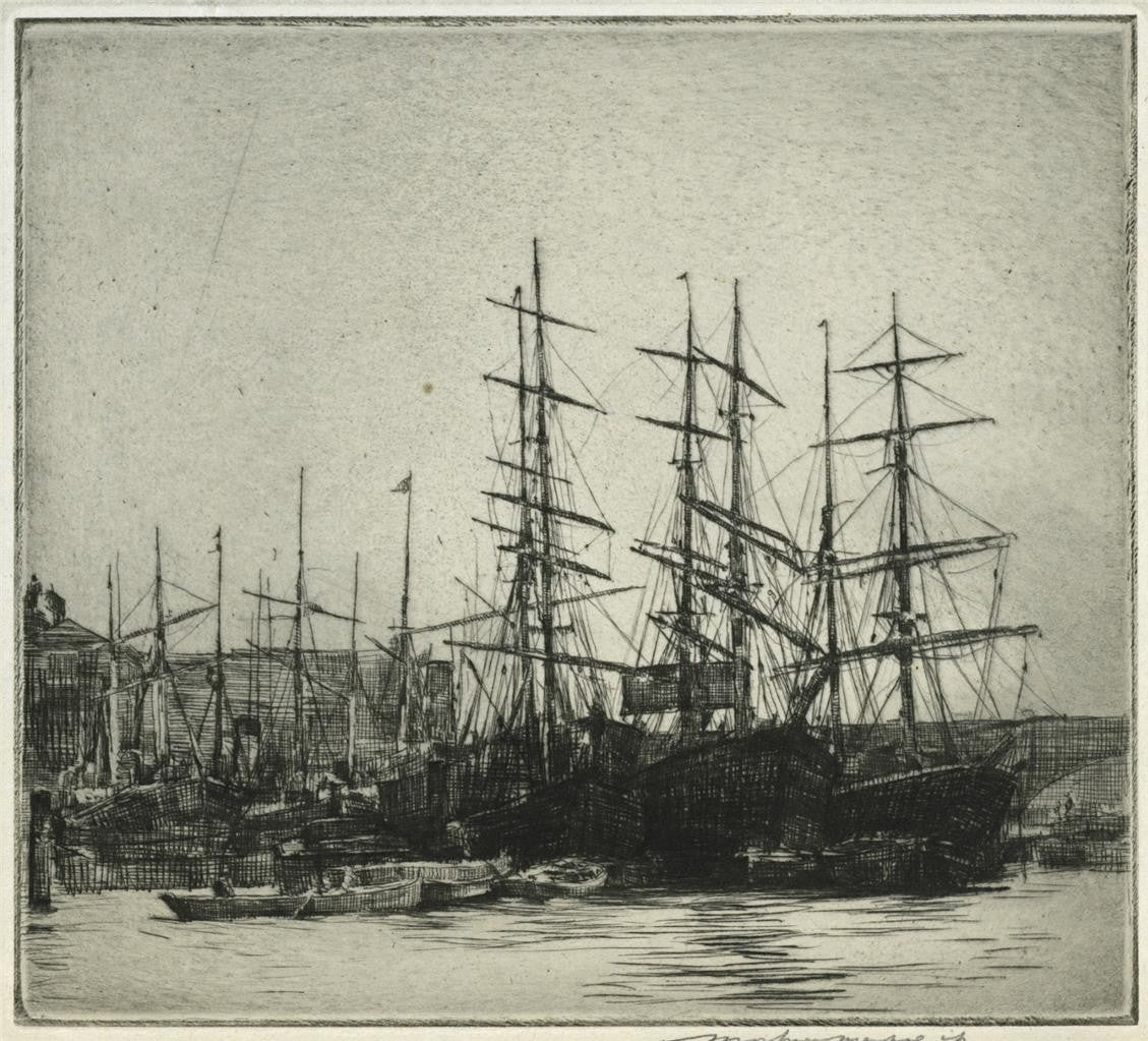 Mortimer Menpes (1855-1938) Pencil Signed Etching South Bank Near London Bridge0