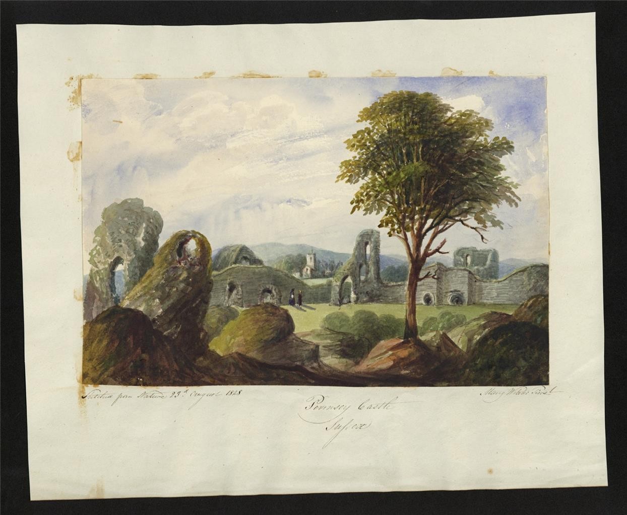 Mary Webster (1794-1883) - Watercolour Painting - Pevensey Castle Sussex - 18481