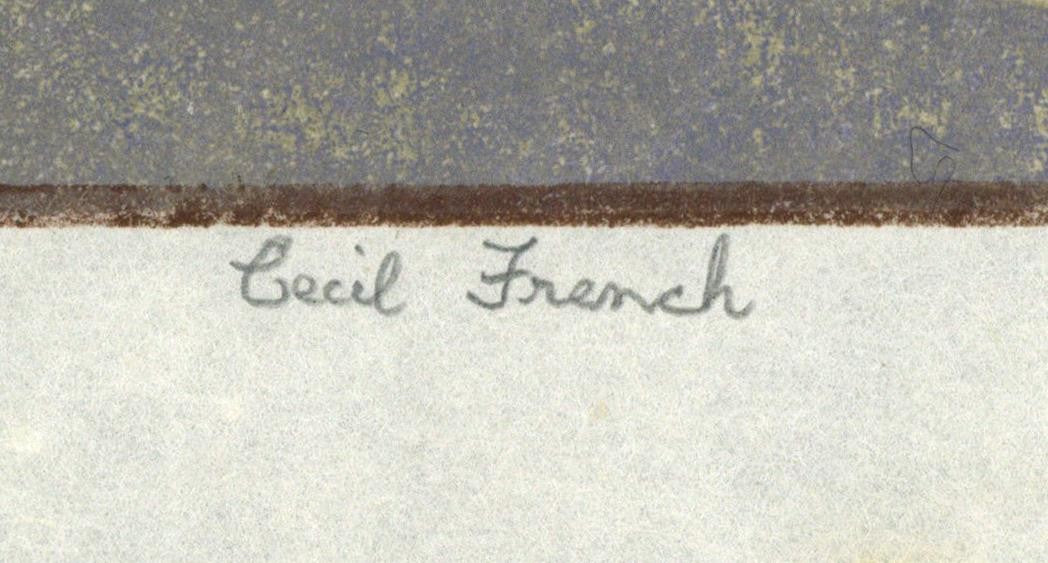 Cecil French (18791953) Pencil Signed Woodcut  Early 20th Century2