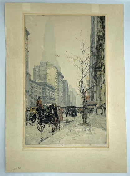Luigi Kasimir (1881-1962) Pencil Signed Etching Park Avenue New York USA1