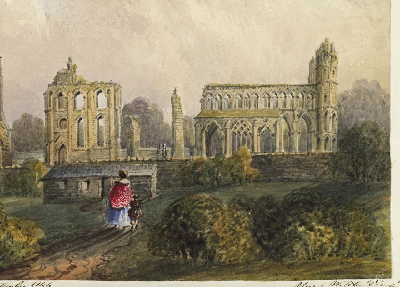 Mary Webster (1794-1883) Watercolour Painting Elgin Cathedral Scotland 18446