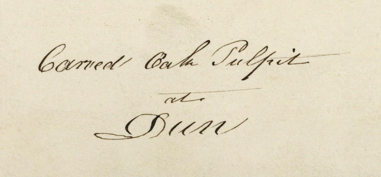 Mary Webster (1794-1883) Watercolour Painting Oak Pulpit Dun Angus Scotland 18554