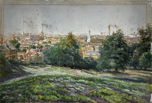 C B Core Watercolour Painting Landscape At Greenwich London 19380