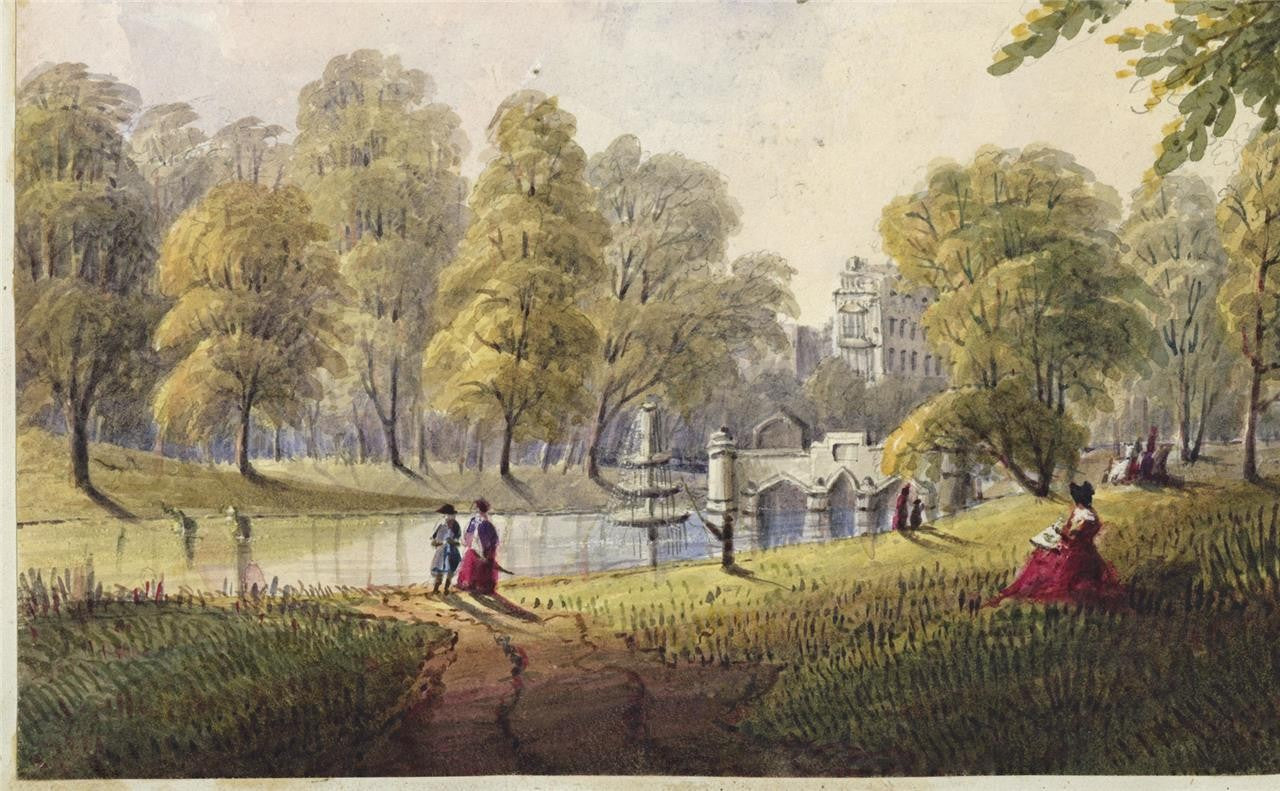 Mary Webster (1794-1883) Watercolour Painting Serpentine Kensington London 18425