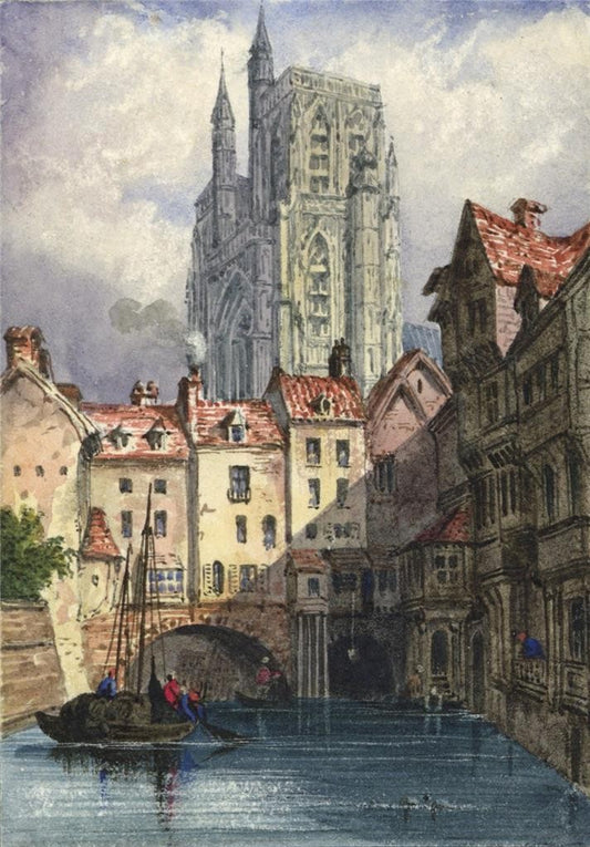 Style Of Samuel Prout Abbeville France Watercolour Painting 19th Century0