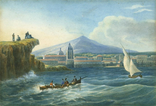 Catania Sicily Italy Watercolour Painting 19th Century Grand Tour0