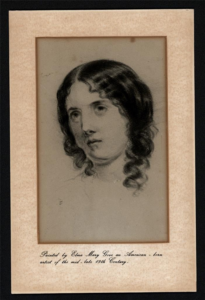 Elma Mary Gove (1832-1921) Pastel Drawing Portrait Of A Lady - American Artist1