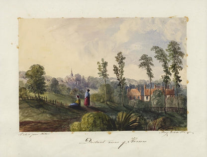 Mary Webster (1794-1883) Watercolour Painting - Distant View Harrow London c18418