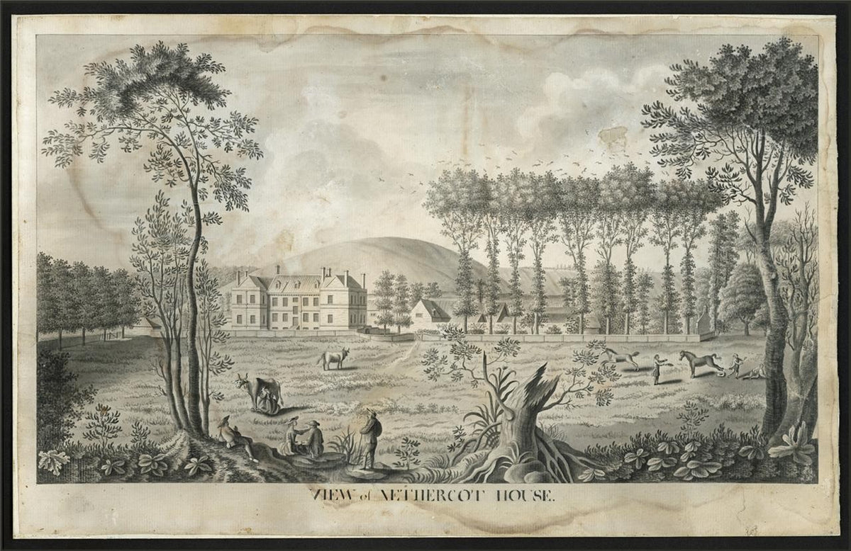 View Of Nethercot House Watercolour Painting Late 18th / Early 19th Century1