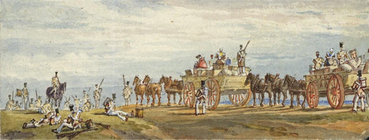 Military Battle Scene - Miniature Watercolour Painting - 19th Century - 20