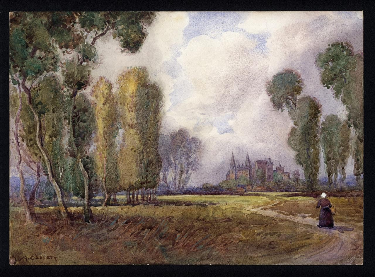 Alfred Crowdy Lovett (1862-1919) Watercolour Painting Loches France Landscape3