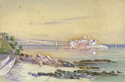 Castle Cornet Guernsey - Miniature Watercolour Painting - 19th Century0