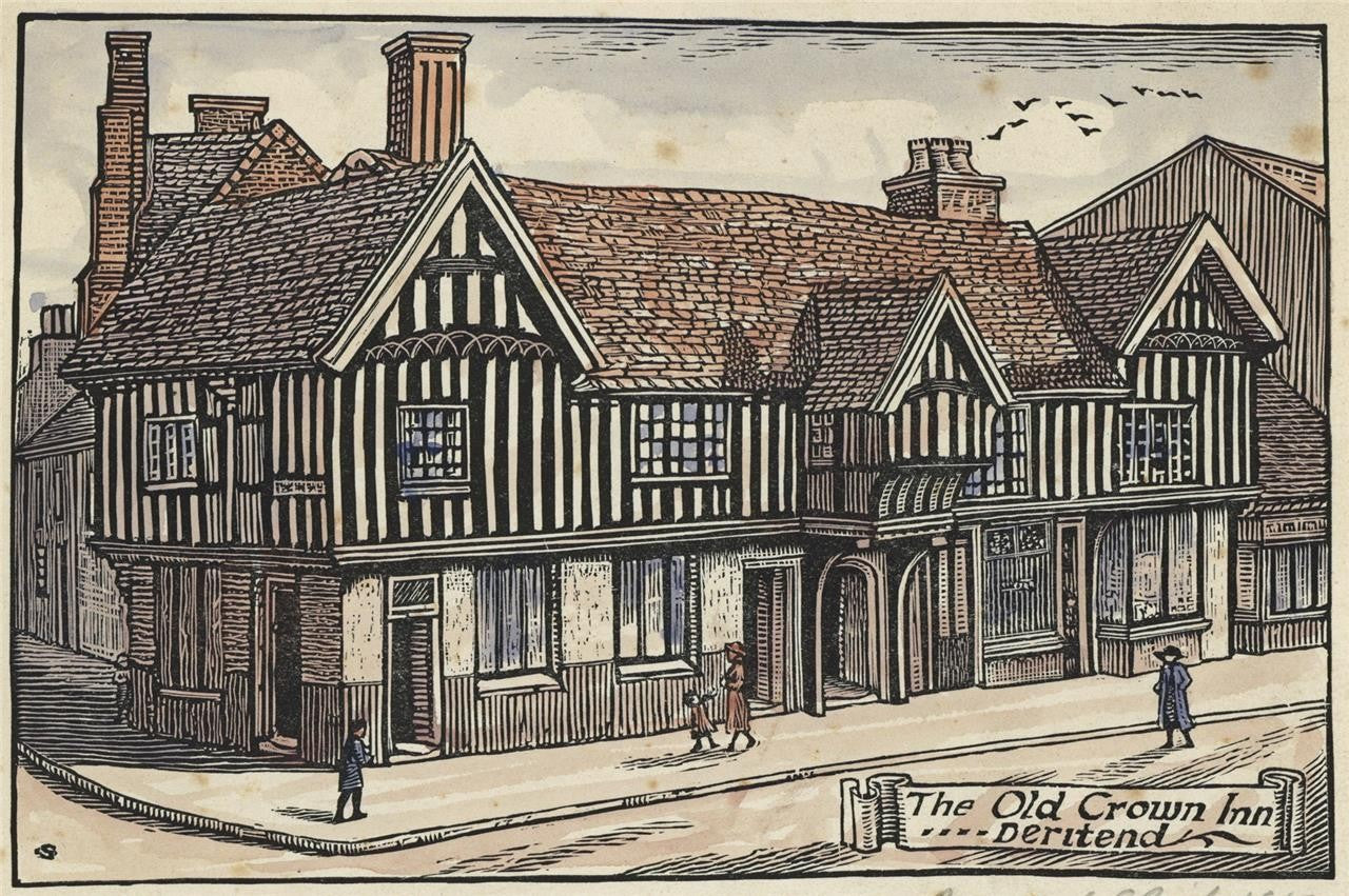 Bernard Sleigh (1872-1954) Pencil Signed Woodcut The Old Crown Inn Deritend 19230