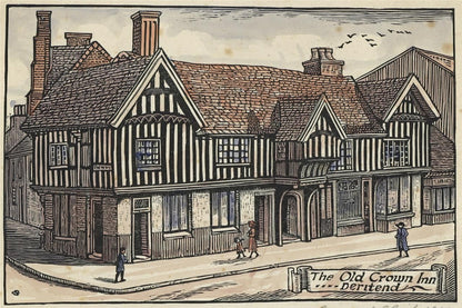 Bernard Sleigh (1872-1954) Pencil Signed Woodcut The Old Crown Inn Deritend 19230